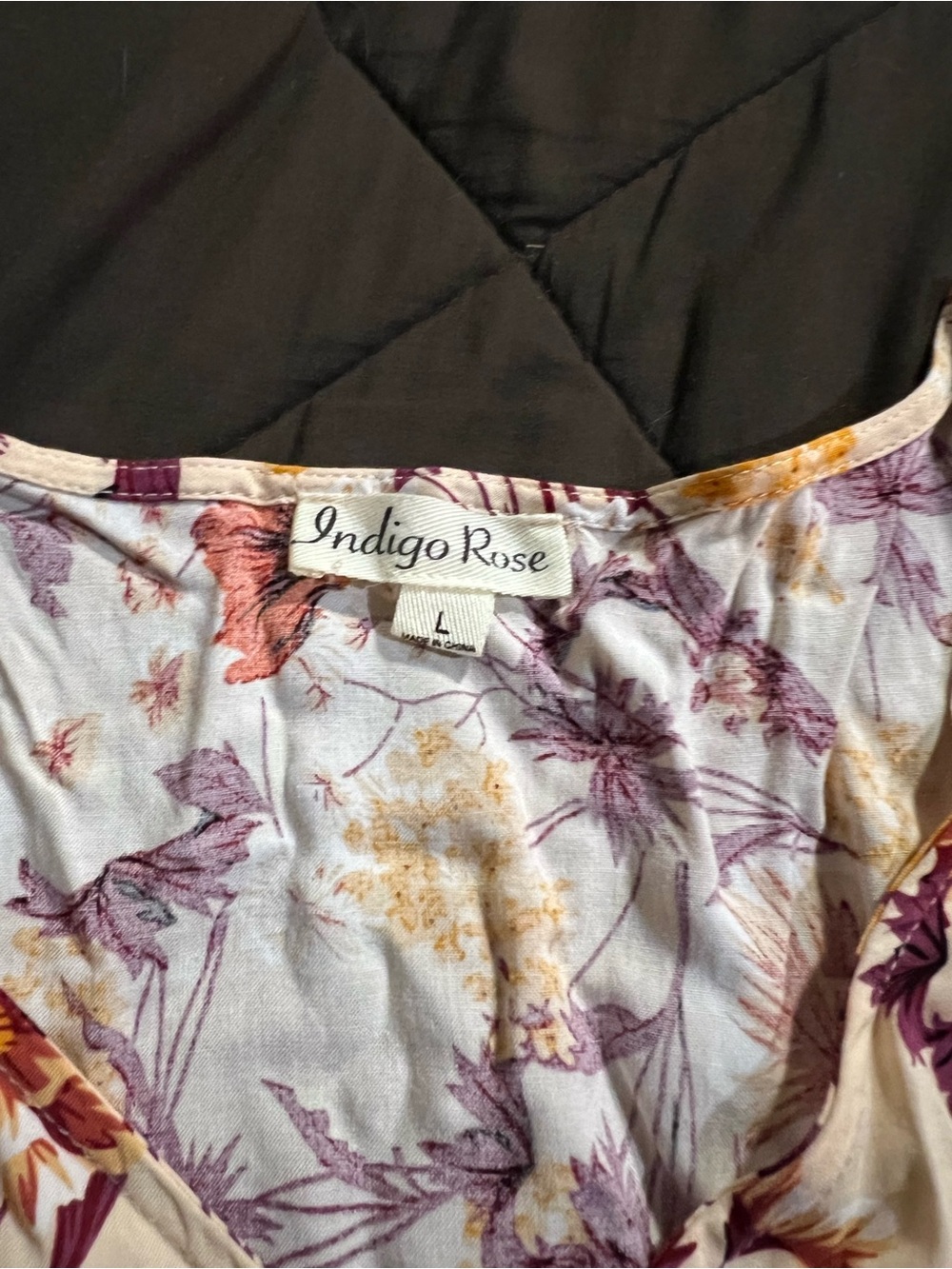 White Midi Dress with Purple & Orange Floral Print - Picture 2 of 4